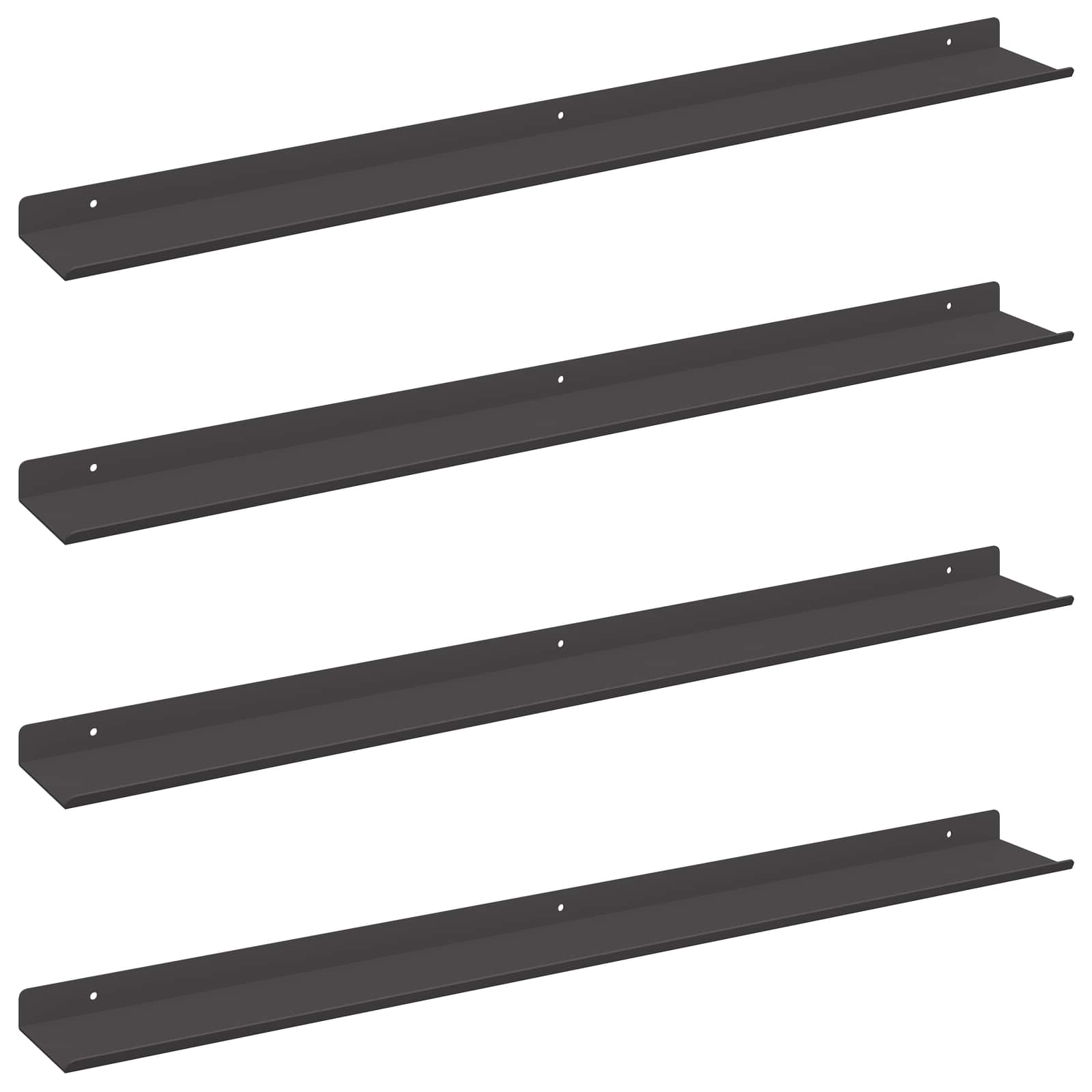 Schwebendes Regal 4 pcs Schwarz 80 x 9 x 2,5 cm Stahl