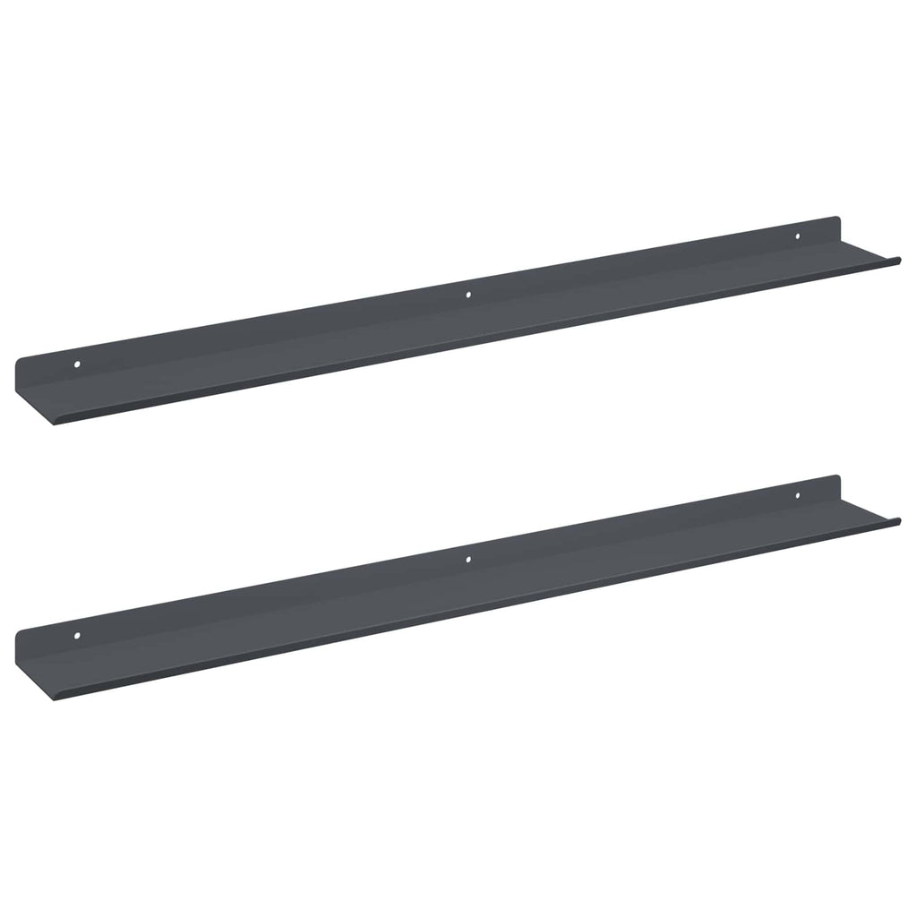 Schwebendes Regal 2 pcs Anthrazit 80 x 9 x 2,5 cm Stahl