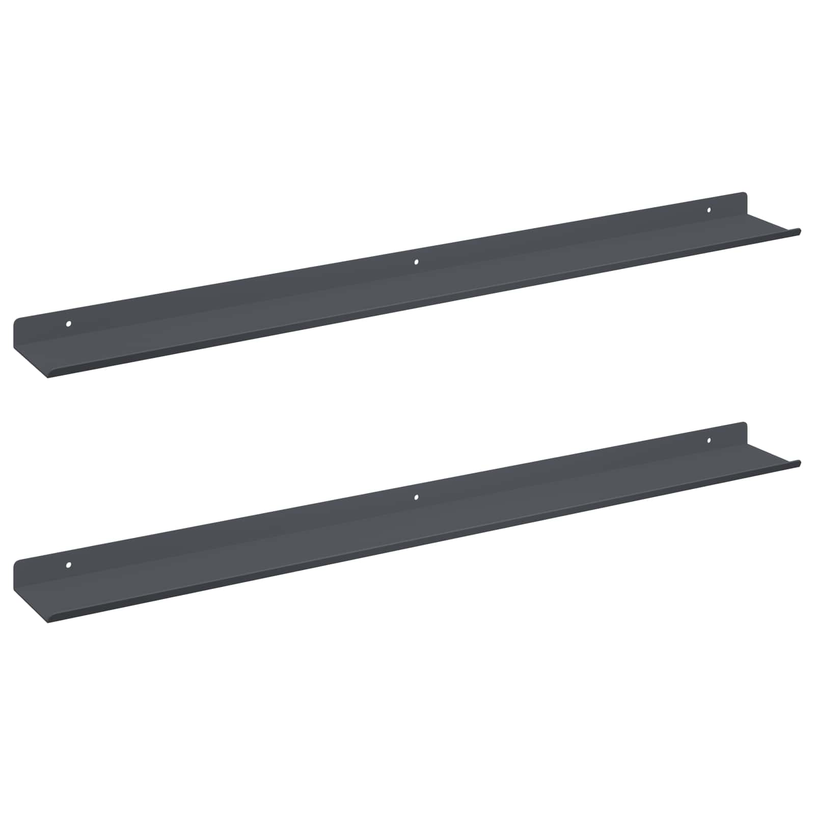 Schwebendes Regal 2 pcs Anthrazit 80 x 9 x 2,5 cm Stahl