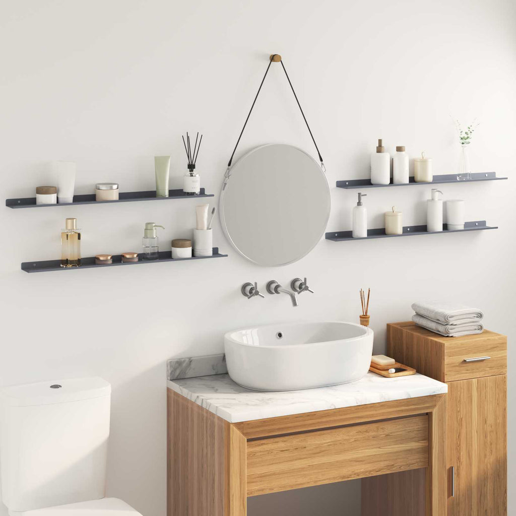 Schwebendes Regal 4 pcs Anthrazit 80 x 9 x 2,5 cm Stahl