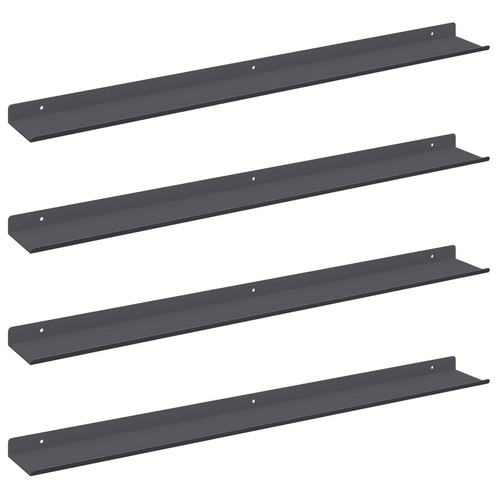 Schwebendes Regal 4 pcs Anthrazit 80 x 9 x 2,5 cm Stahl