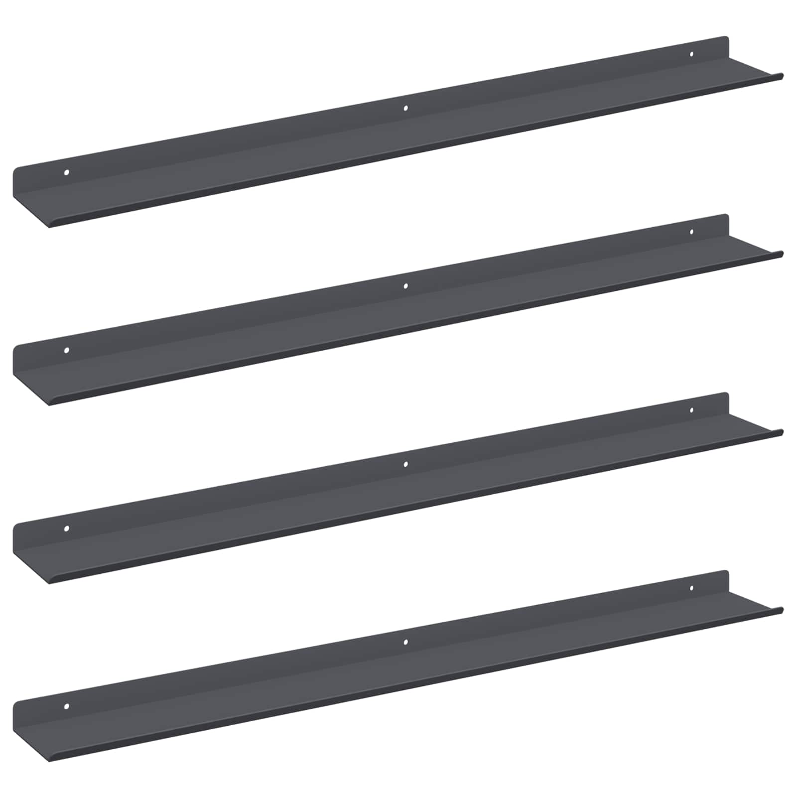 Schwebendes Regal 4 pcs Anthrazit 80 x 9 x 2,5 cm Stahl