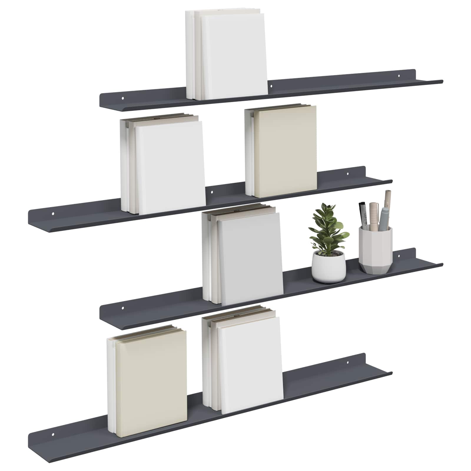 Schwebendes Regal 4 pcs Anthrazit 80 x 9 x 2,5 cm Stahl