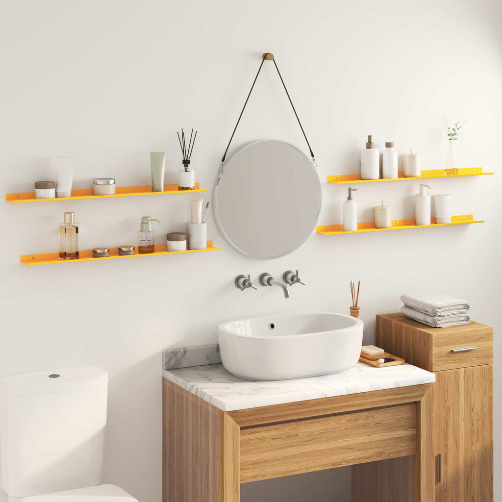Schwebendes Regal 4 pcs Senfgelb 80 x 9 x 2,5 cm Stahl