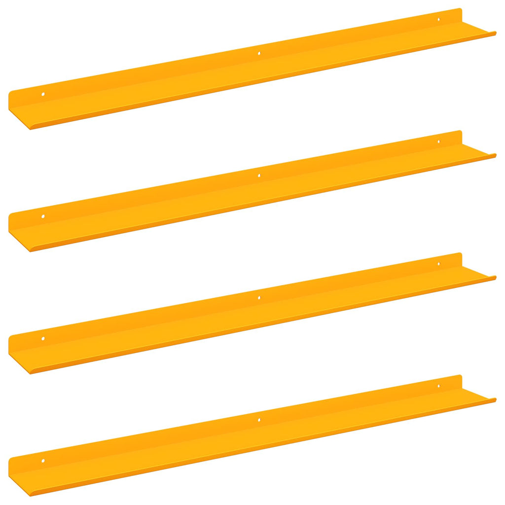 Schwebendes Regal 4 pcs Senfgelb 80 x 9 x 2,5 cm Stahl