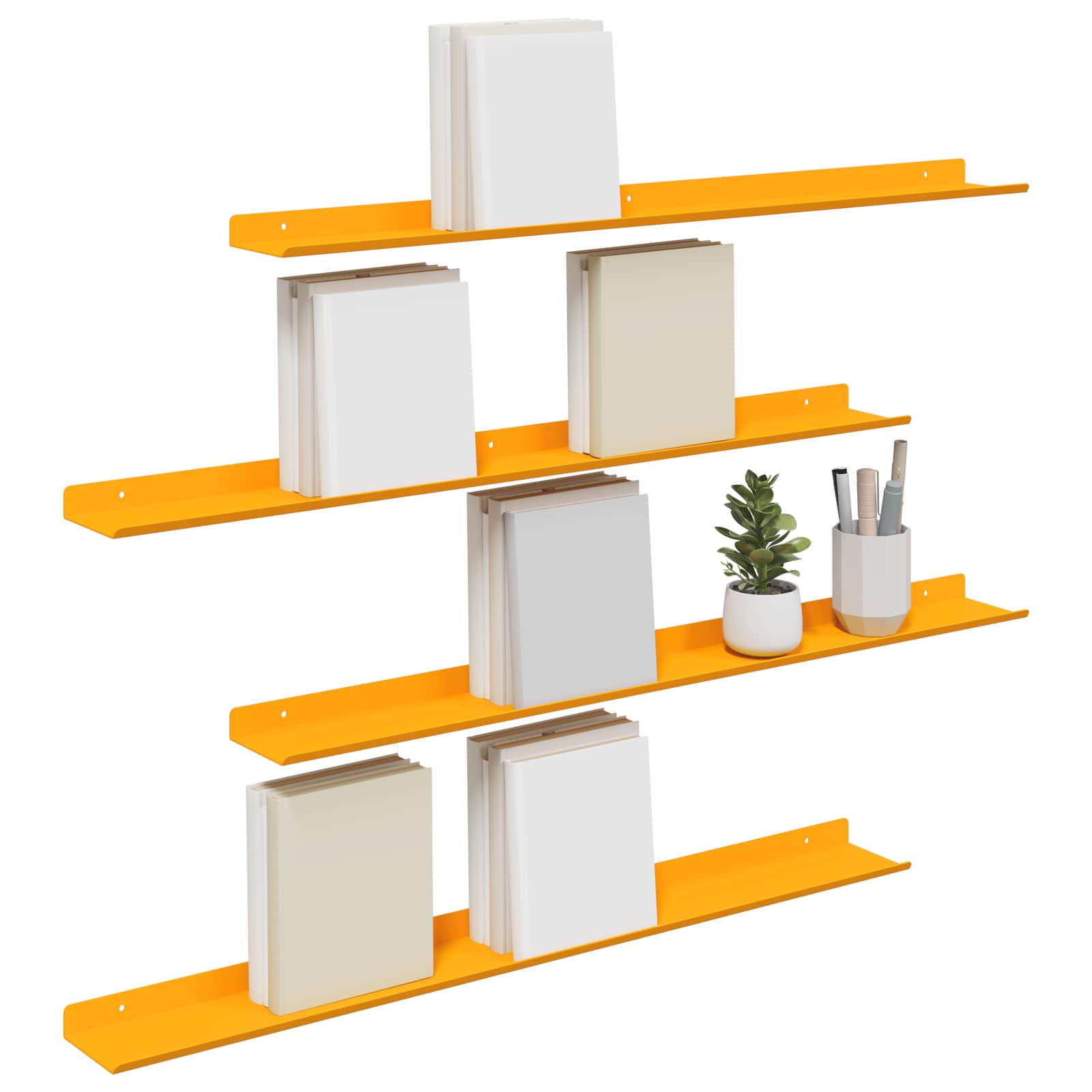 Schwebendes Regal 4 pcs Senfgelb 80 x 9 x 2,5 cm Stahl