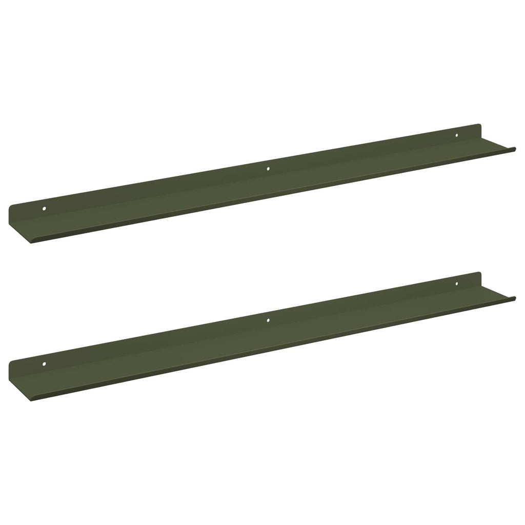 Schwebendes Regal 2 pcs Olive Grün 80 x 9 x 2,5 cm Stahl
