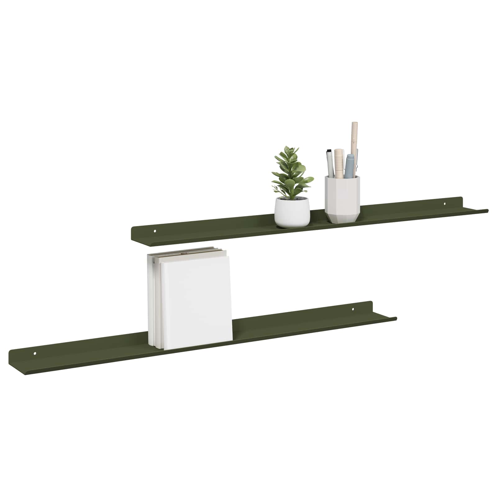 Schwebendes Regal 2 pcs Olive Grün 80 x 9 x 2,5 cm Stahl