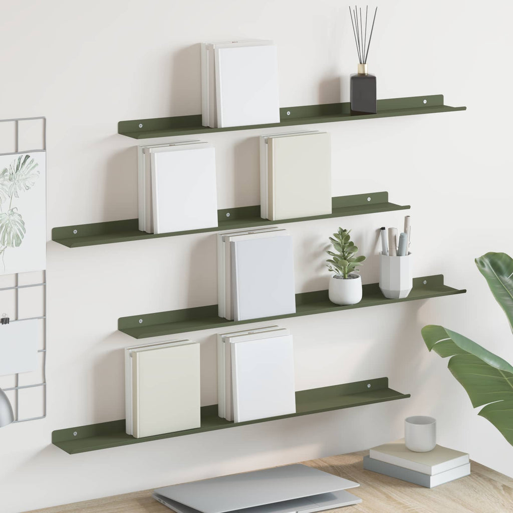 Schwebendes Regal 4 pcs Olive Grün 80 x 9 x 2,5 cm Stahl