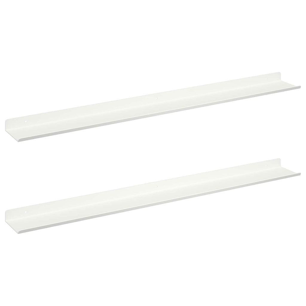 Schwebendes Regal Wandmontiert 2 pcs Weiß 80 x 9 x 2,5 cm Stahl