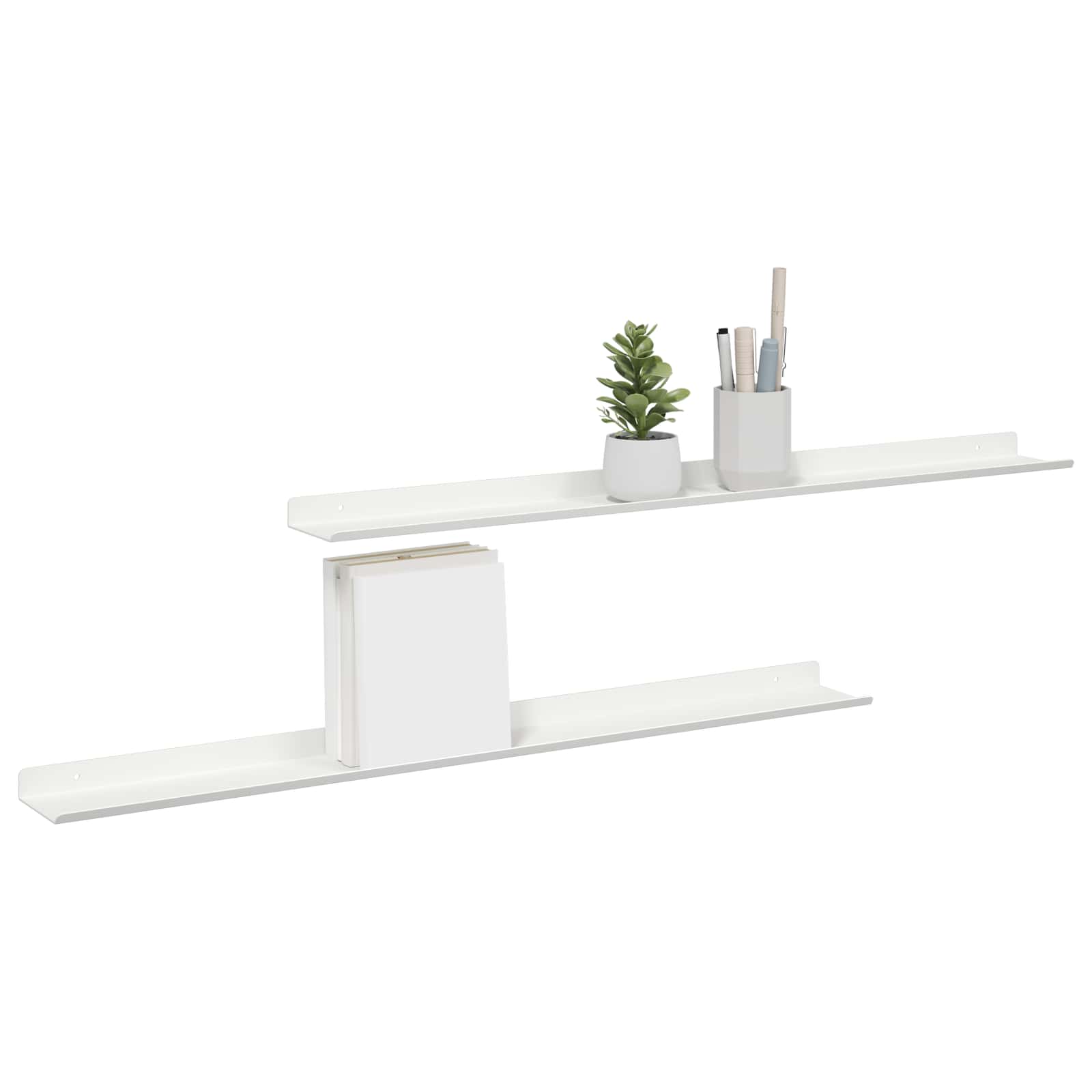 Schwebendes Regal Wandmontiert 2 pcs Weiß 80 x 9 x 2,5 cm Stahl