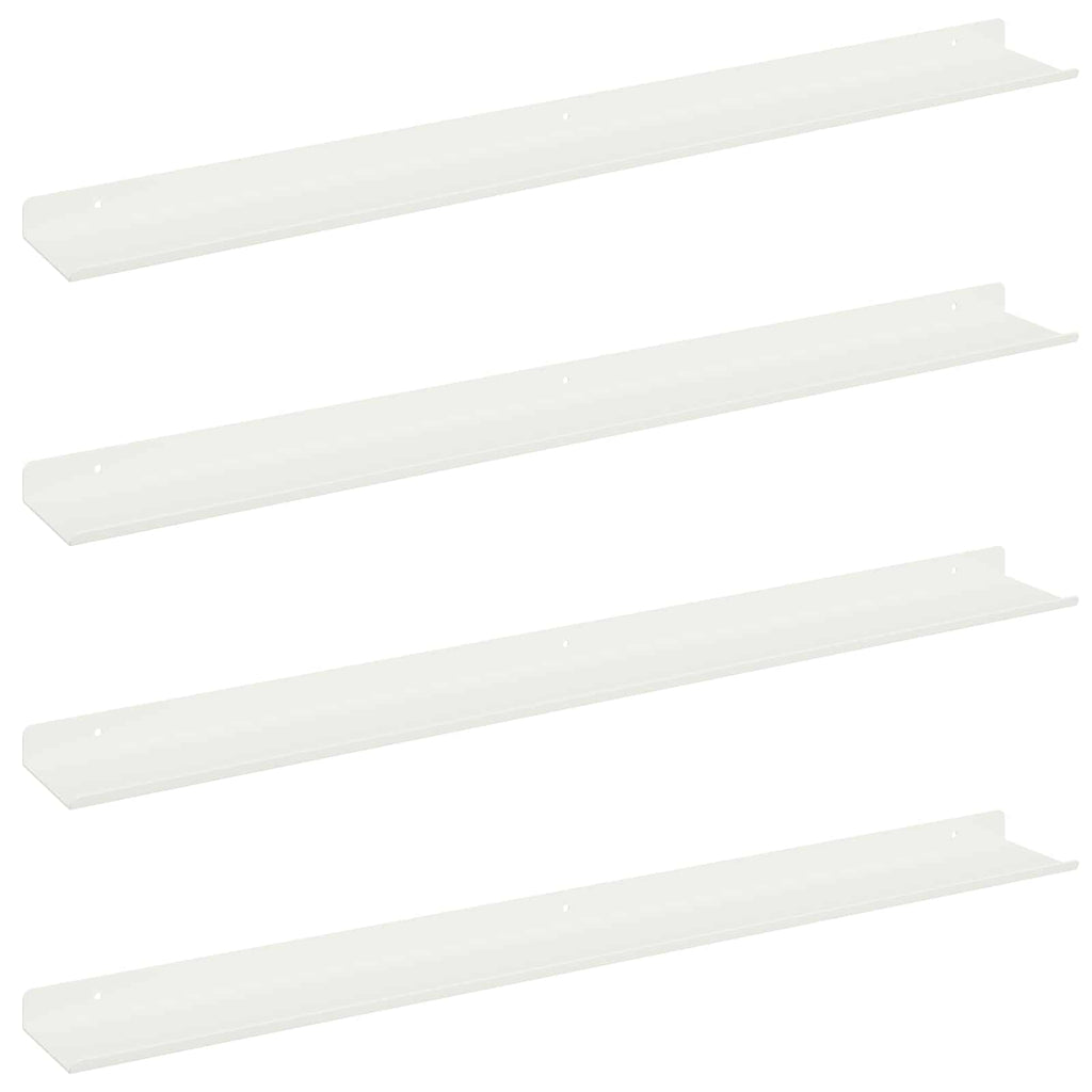 Schwebendes Regal Wandmontiert 4 pcs Weiß 80 x 9 x 2,5 cm Stahl
