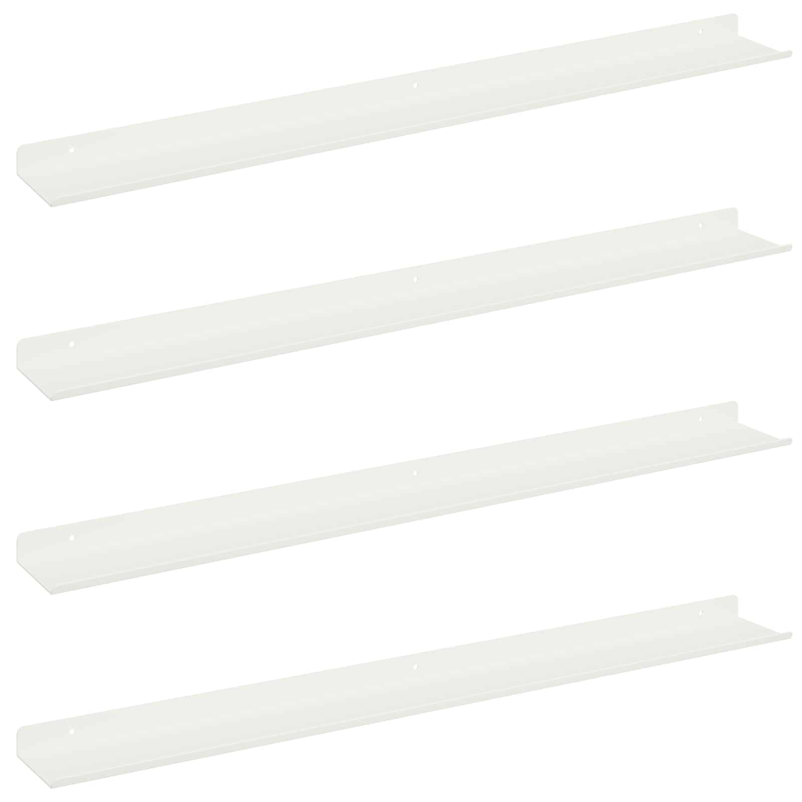 Schwebendes Regal Wandmontiert 4 pcs Weiß 80 x 9 x 2,5 cm Stahl