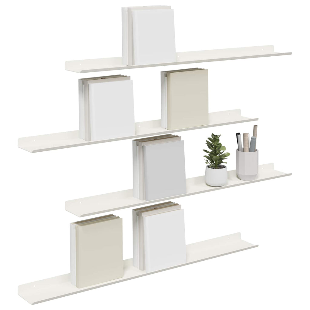 Schwebendes Regal Wandmontiert 4 pcs Weiß 80 x 9 x 2,5 cm Stahl