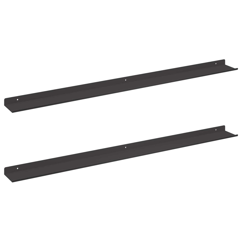 Schwebendes Regal 2 pcs Schwarz 100 x 9 x 2,5 cm Stahl