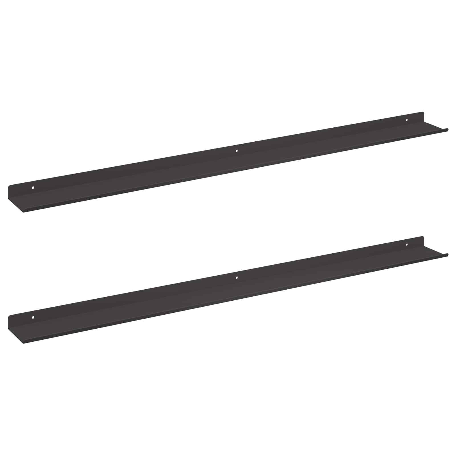 Schwebendes Regal 2 pcs Schwarz 100 x 9 x 2,5 cm Stahl
