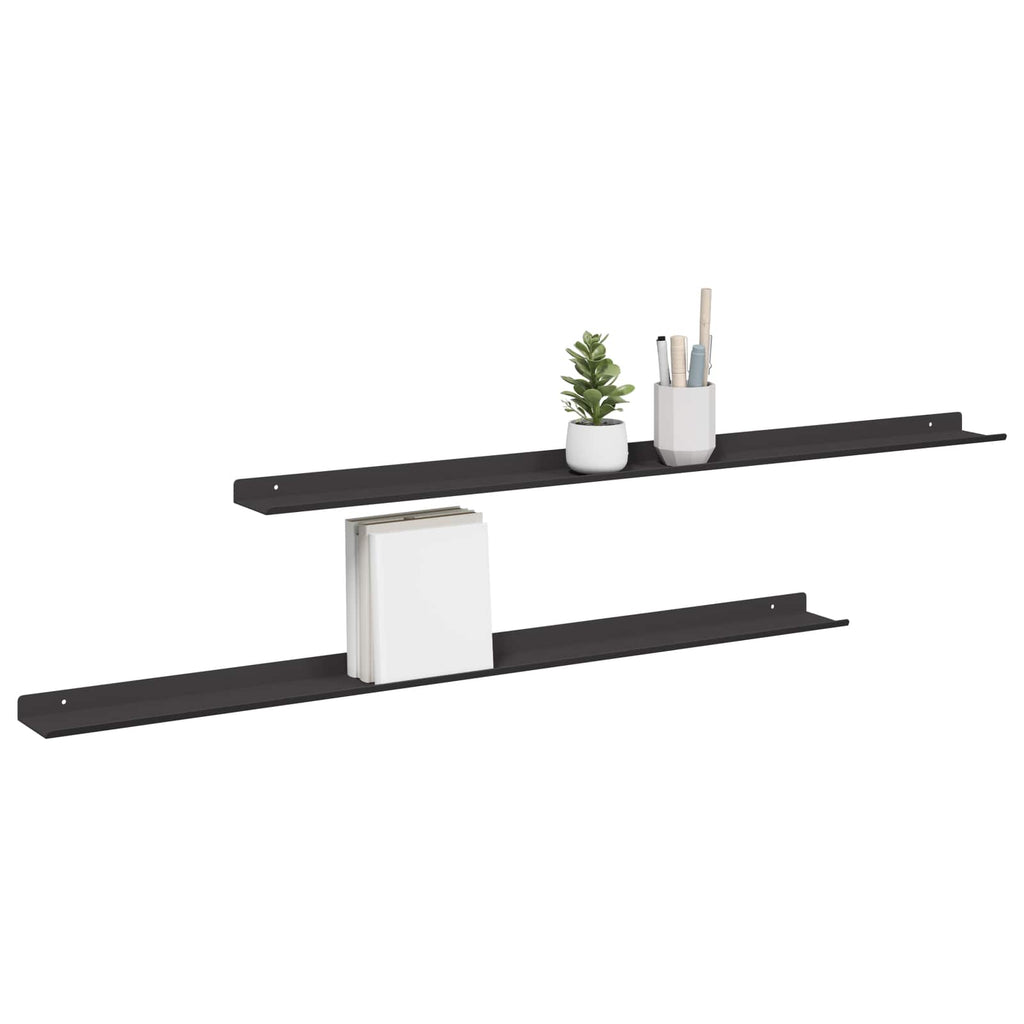 Schwebendes Regal 2 pcs Schwarz 100 x 9 x 2,5 cm Stahl