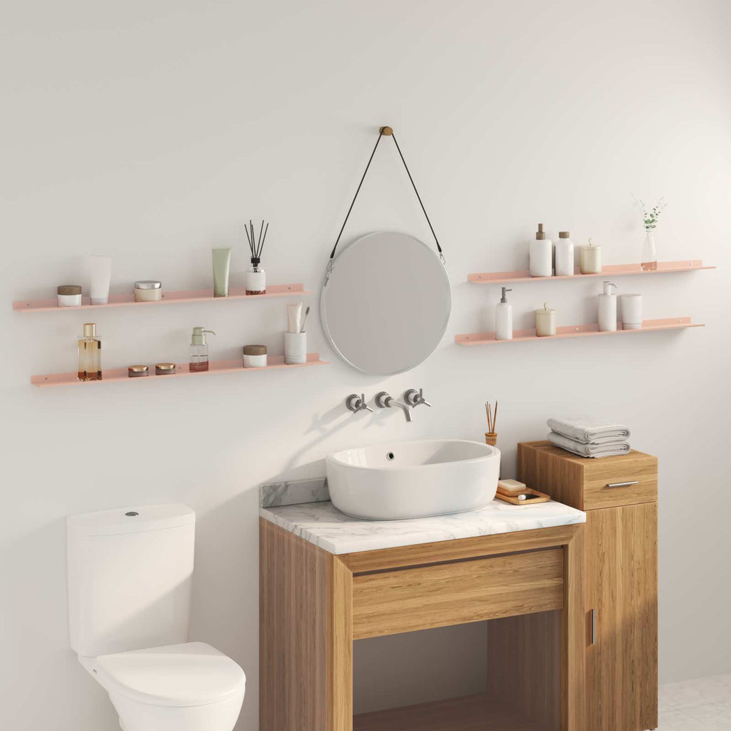 Schwebendes Regal 4 pcs Rosa 100 x 9 x 2,5 cm Stahl