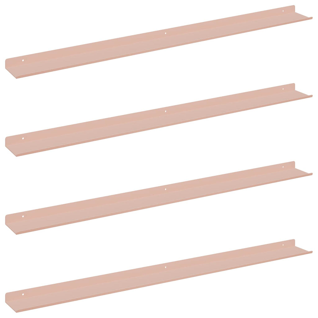 Schwebendes Regal 4 pcs Rosa 100 x 9 x 2,5 cm Stahl