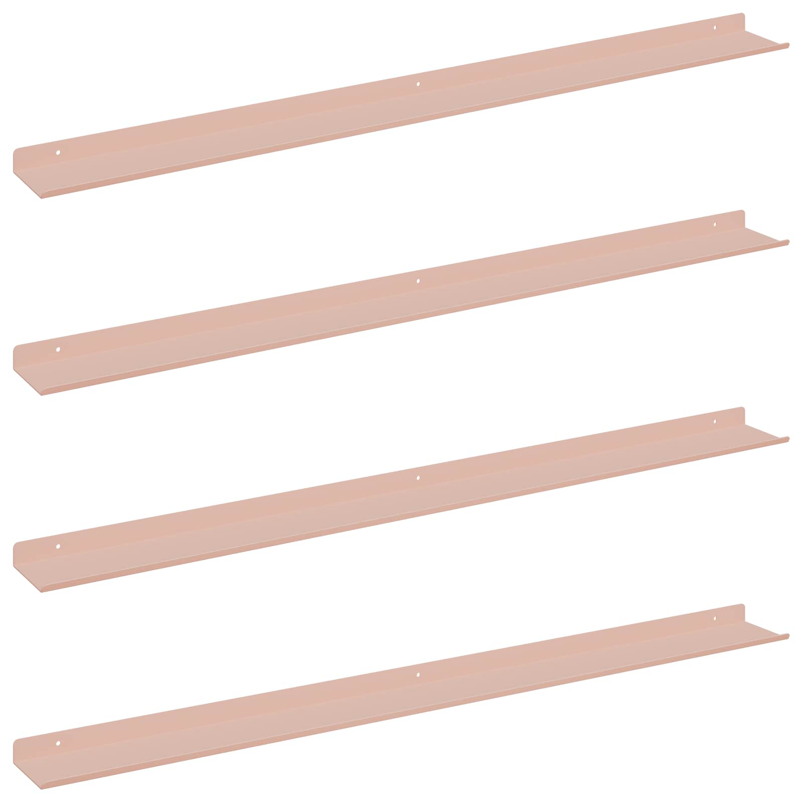 Schwebendes Regal 4 pcs Rosa 100 x 9 x 2,5 cm Stahl
