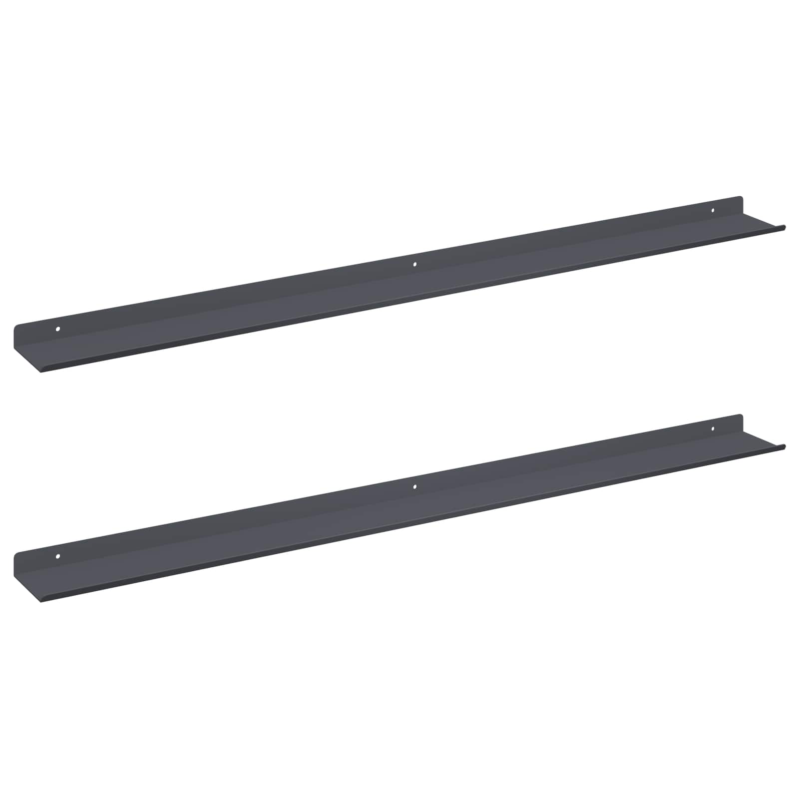 Schwebendes Regal 2 pcs Anthrazit 100 x 9 x 2,5 cm Stahl