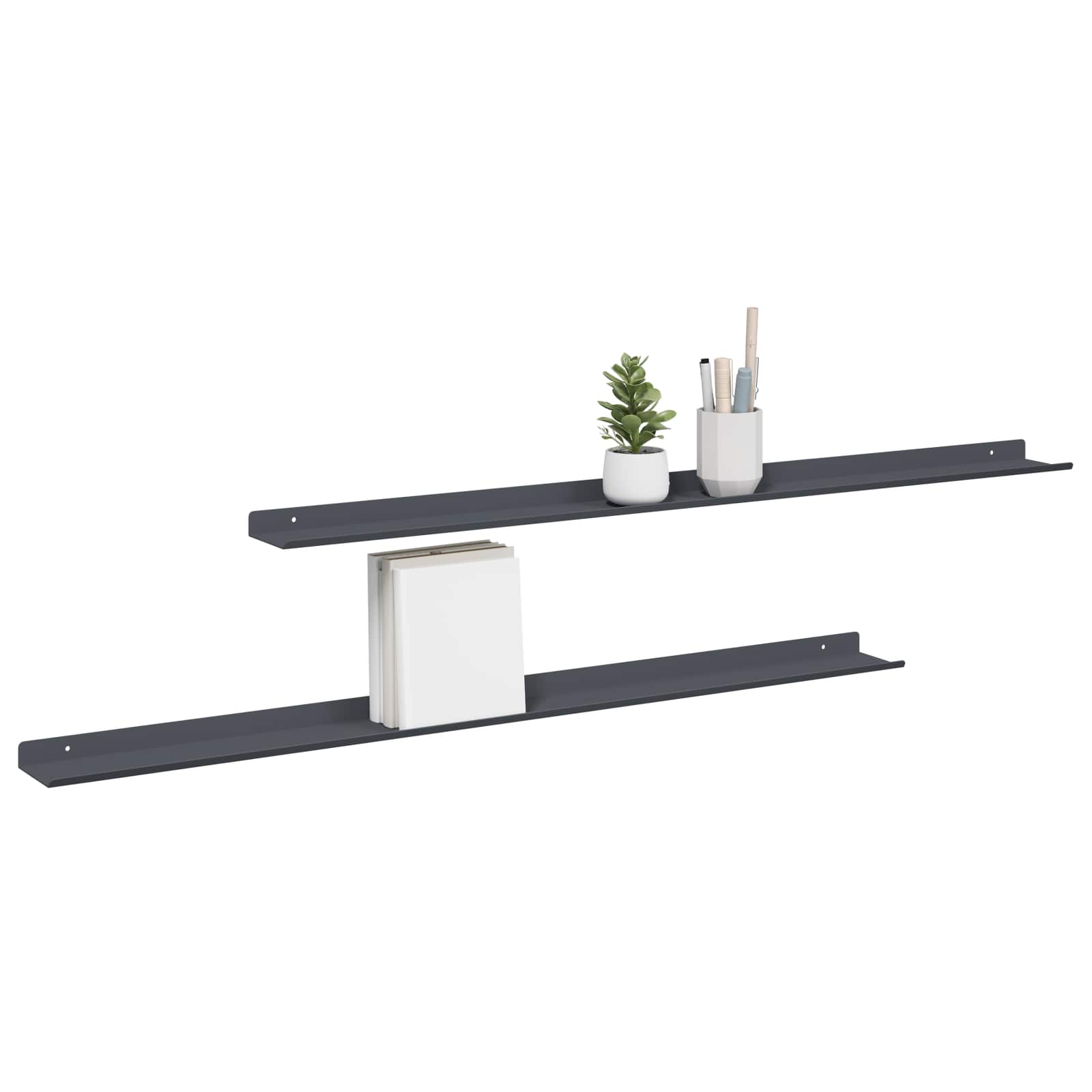 Schwebendes Regal 2 pcs Anthrazit 100 x 9 x 2,5 cm Stahl