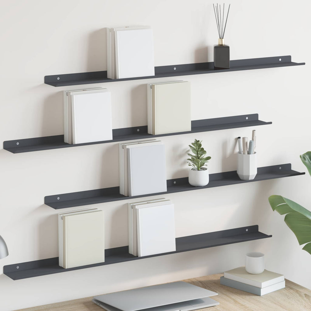Schwebendes Regal 4 pcs Anthrazit 100 x 9 x 2,5 cm Stahl