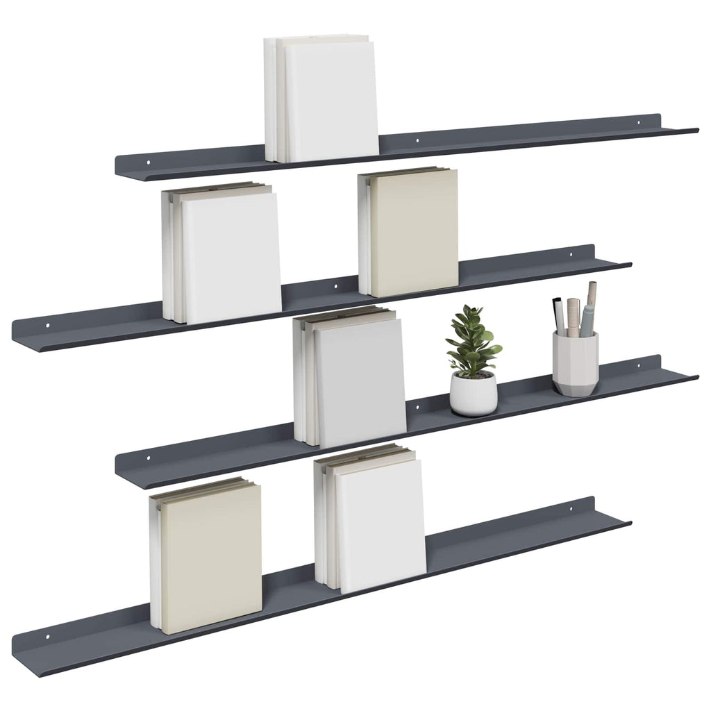 Schwebendes Regal 4 pcs Anthrazit 100 x 9 x 2,5 cm Stahl
