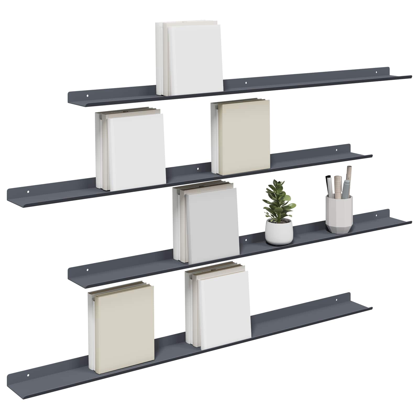 Schwebendes Regal 4 pcs Anthrazit 100 x 9 x 2,5 cm Stahl