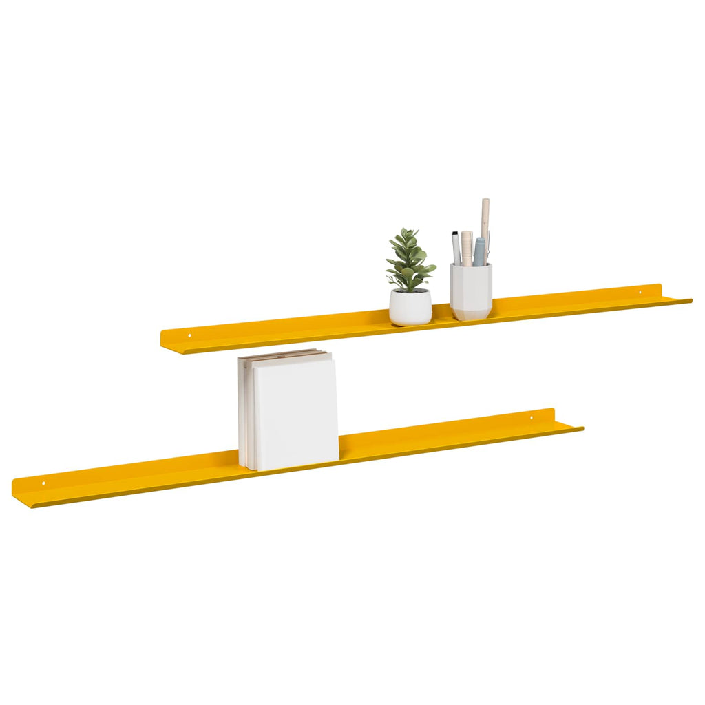 Schwebendes Regal 2 pcs Senfgelb 100 x 9 x 2,5 cm Stahl