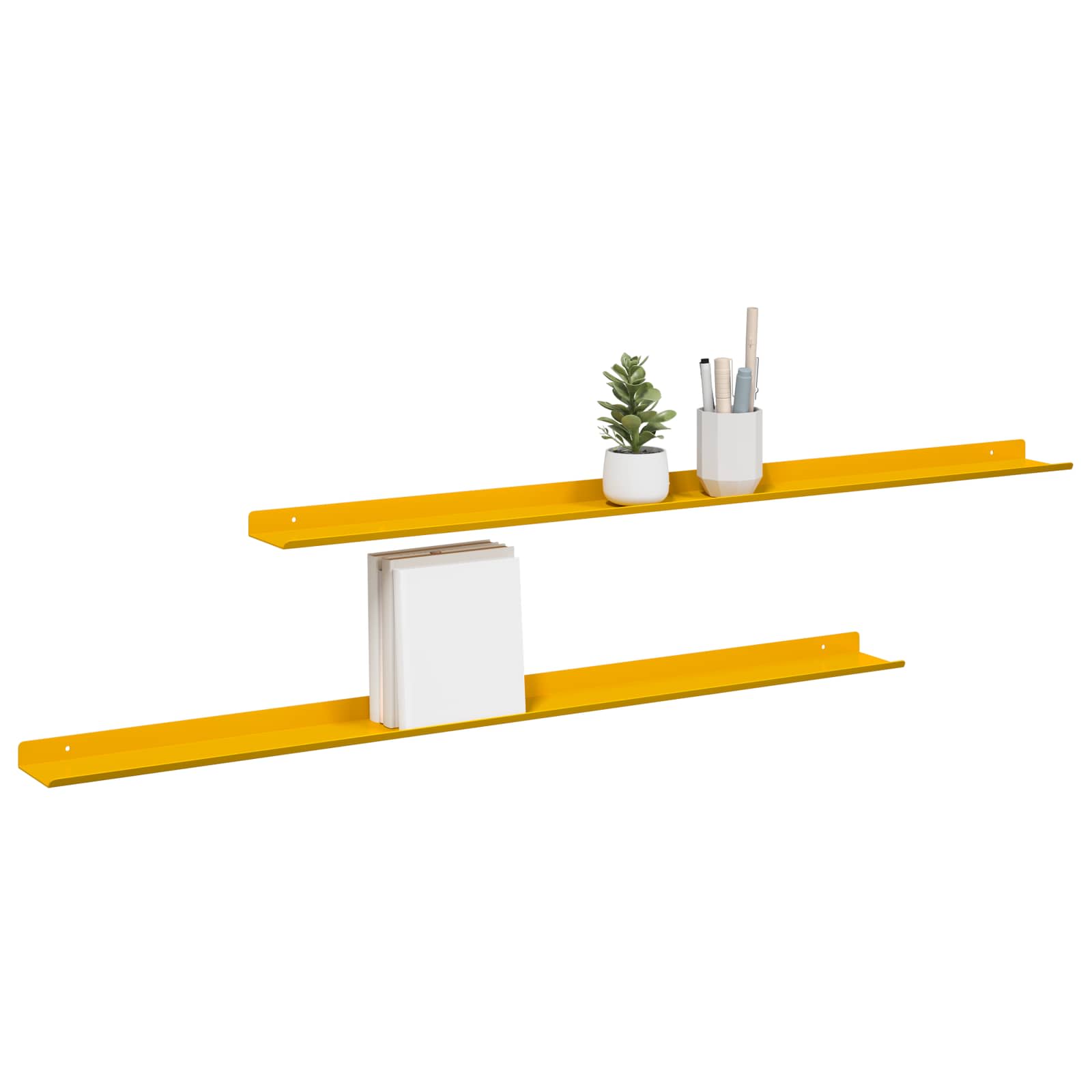 Schwebendes Regal 2 pcs Senfgelb 100 x 9 x 2,5 cm Stahl