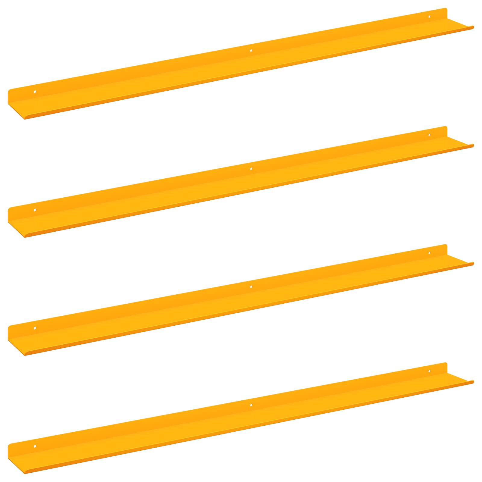 Schwebendes Regal 4 pcs Senfgelb 100 x 9 x 2,5 cm Stahl