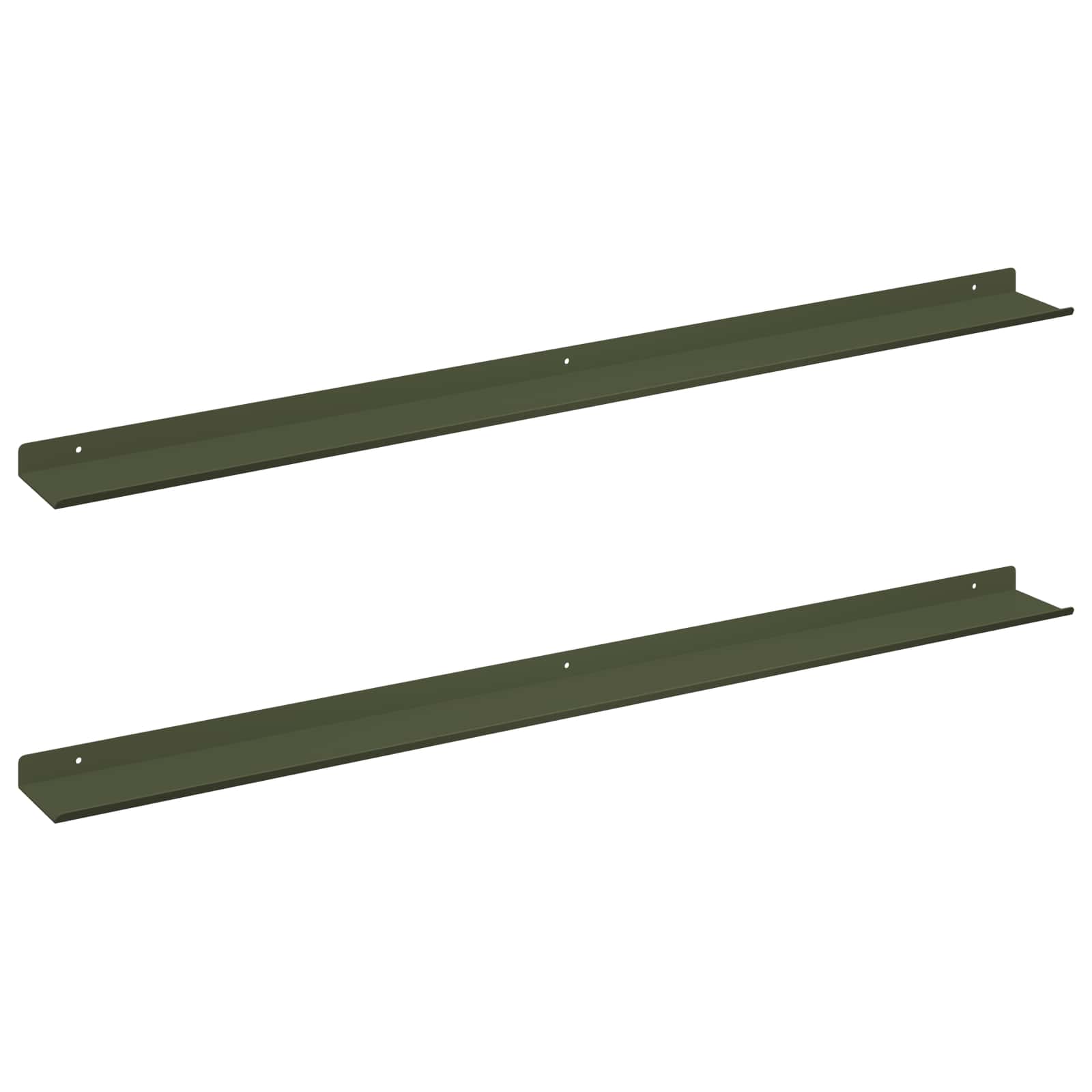 Schwebendes Regal 2 pcs Olive Grün 100 x 9 x 2,5 cm Stahl