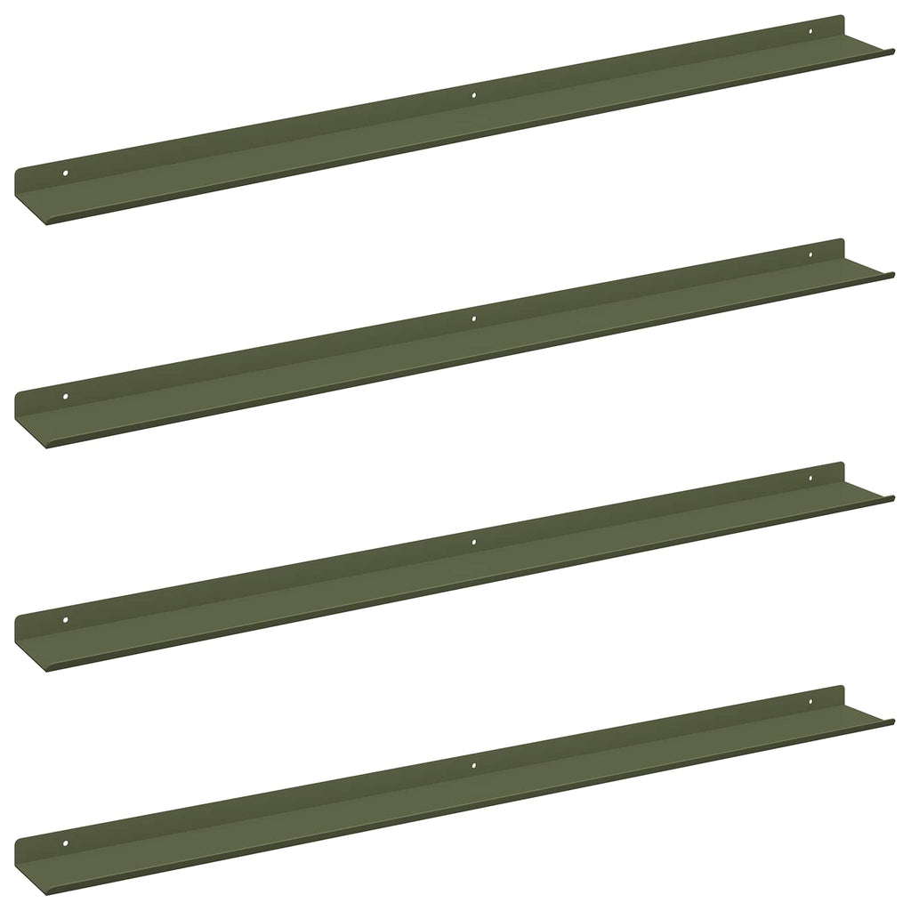 Schwebendes Regal 4 pcs Olive Grün 100 x 9 x 2,5 cm Stahl