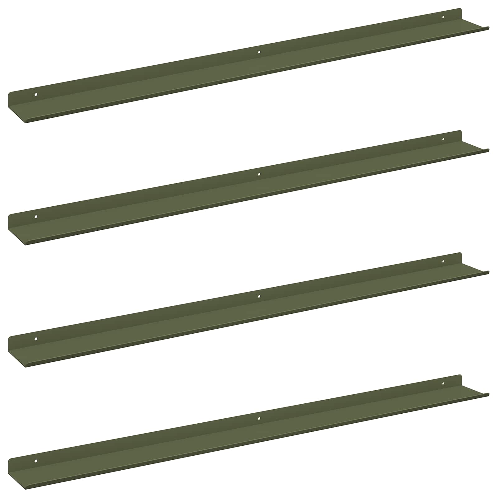 Schwebendes Regal 4 pcs Olive Grün 100 x 9 x 2,5 cm Stahl