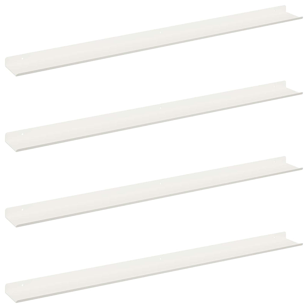 Schwebendes Regal 4 pcs Weiß 100 x 9 x 2,5 cm Stahl