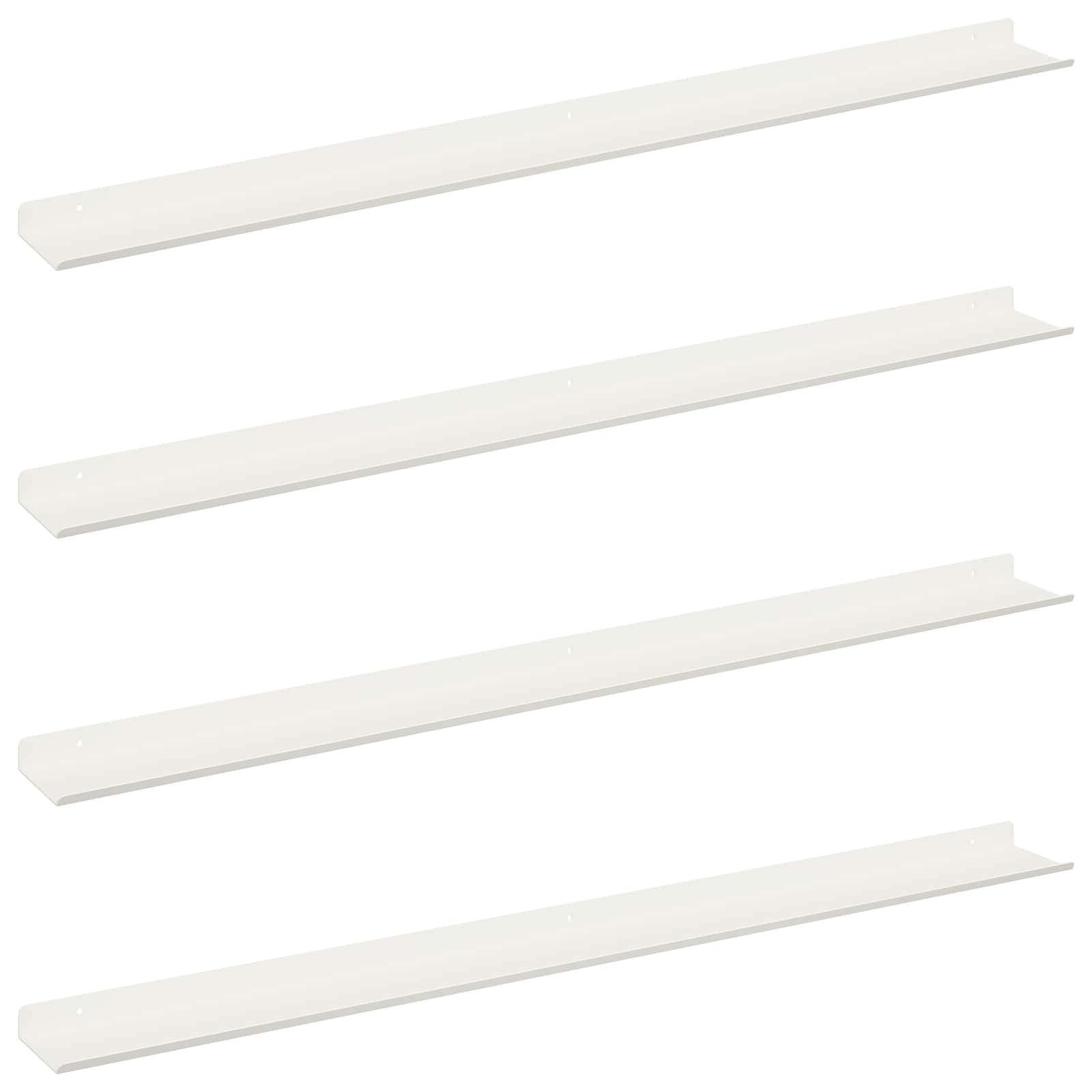 Schwebendes Regal 4 pcs Weiß 100 x 9 x 2,5 cm Stahl