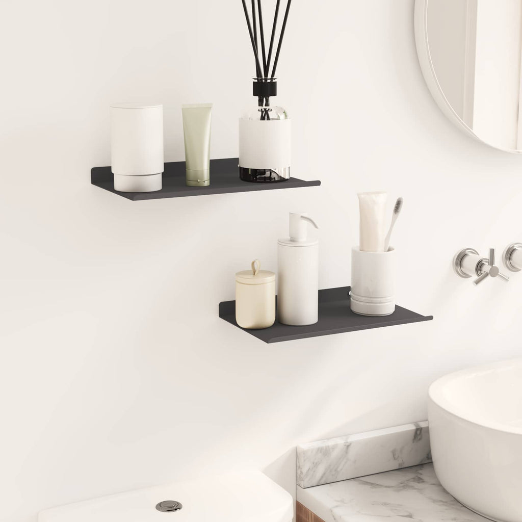 Schwebendes Regal 2 pcs Schwarz 30 x 17,5 x 2,5 cm Stahl
