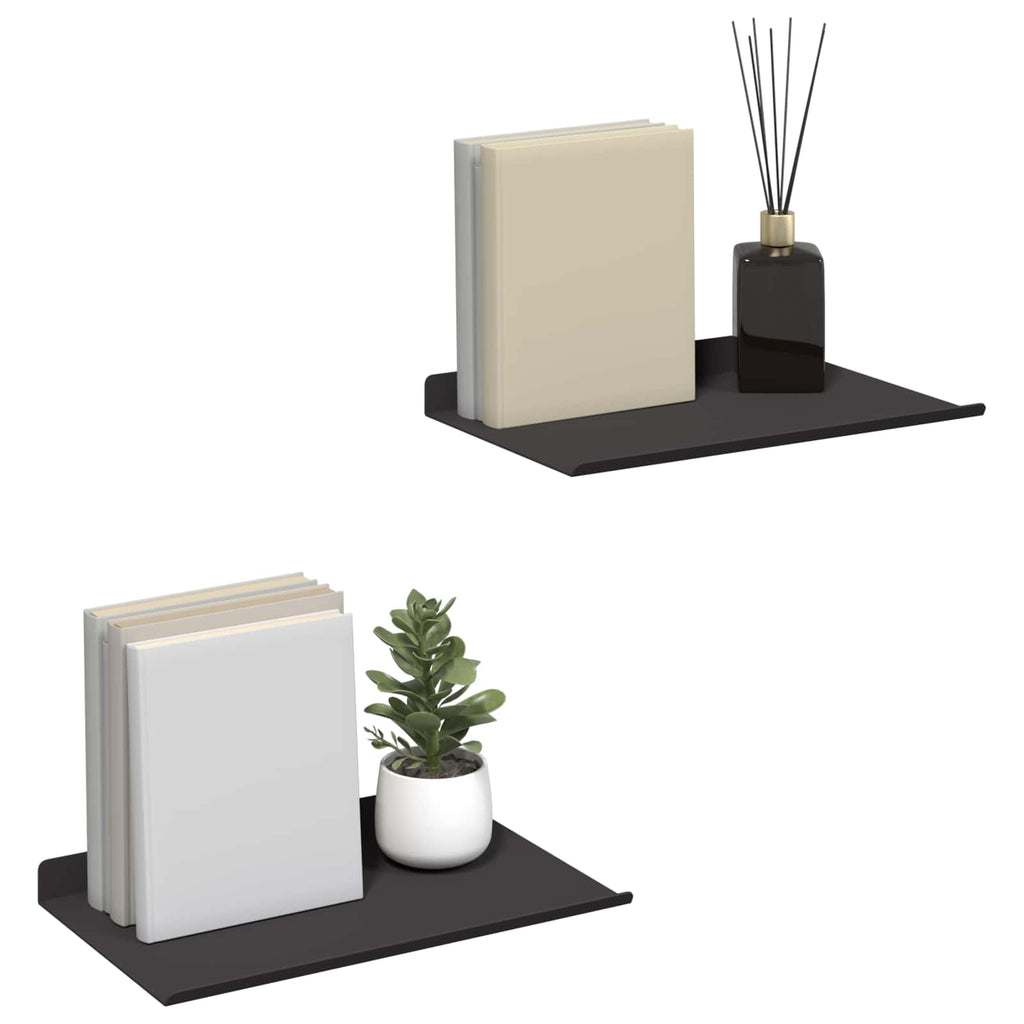 Schwebendes Regal 2 pcs Schwarz 30 x 17,5 x 2,5 cm Stahl