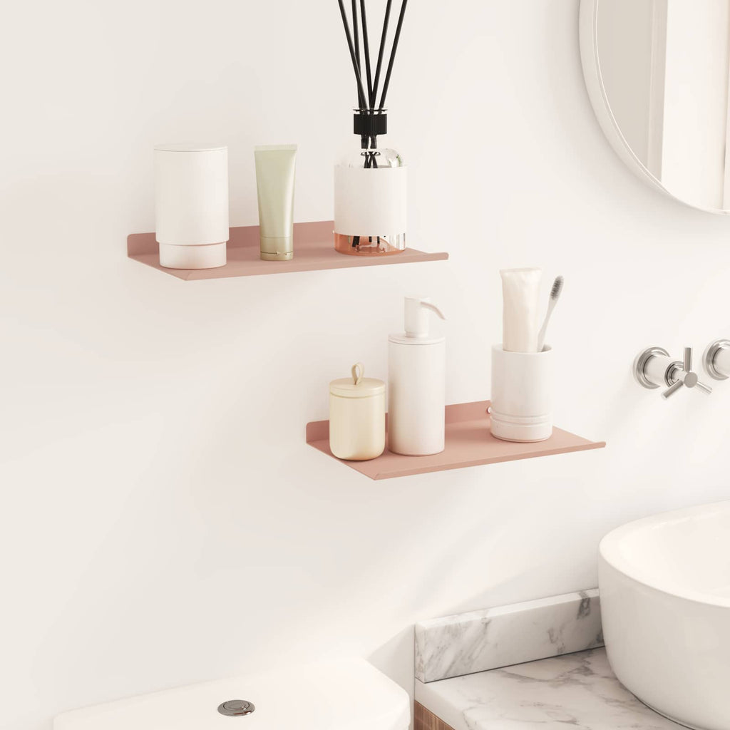 Schwebendes Regal 2 pcs Rosa 30 x 18 x 2,5 cm Stahl