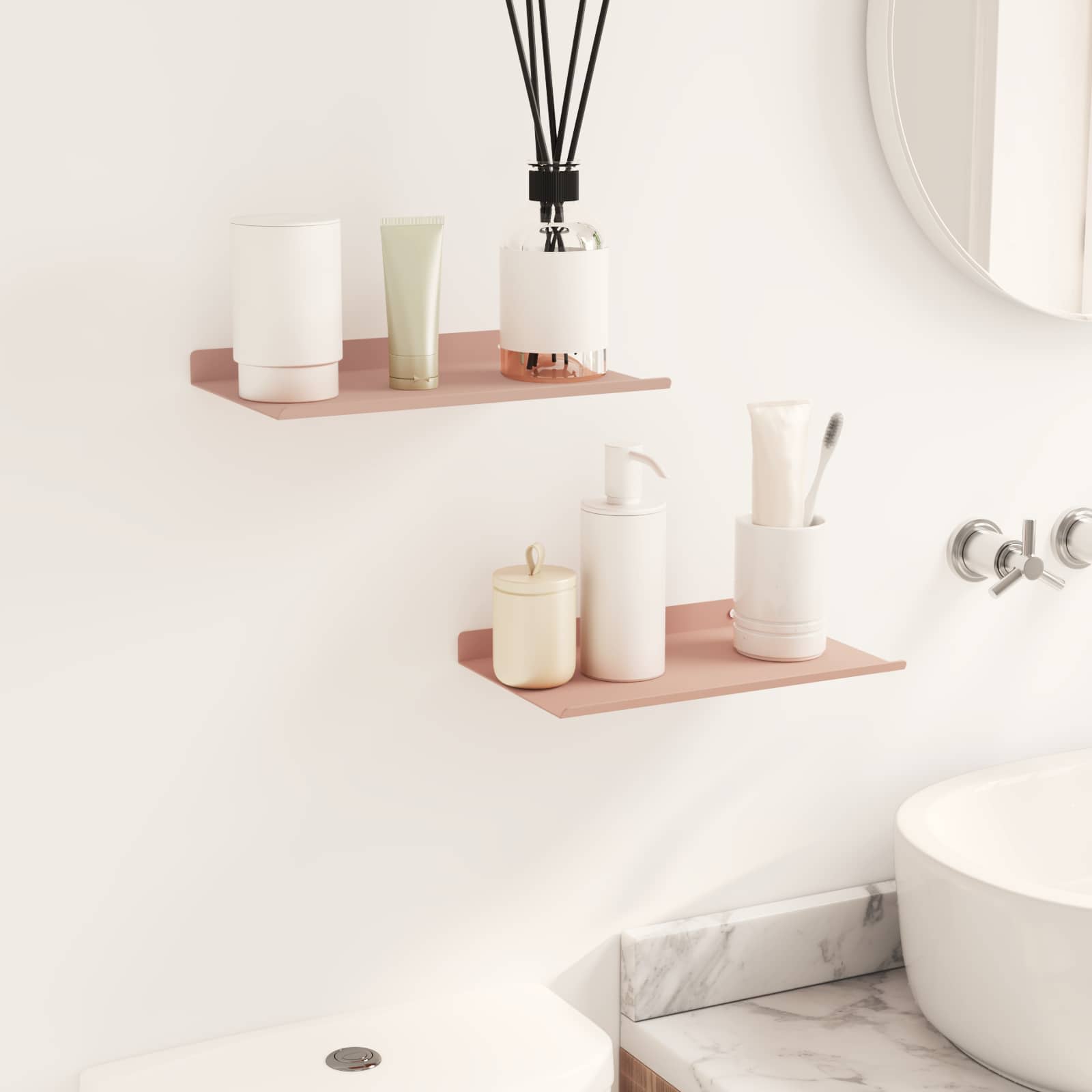 Schwebendes Regal 2 pcs Rosa 30 x 18 x 2,5 cm Stahl