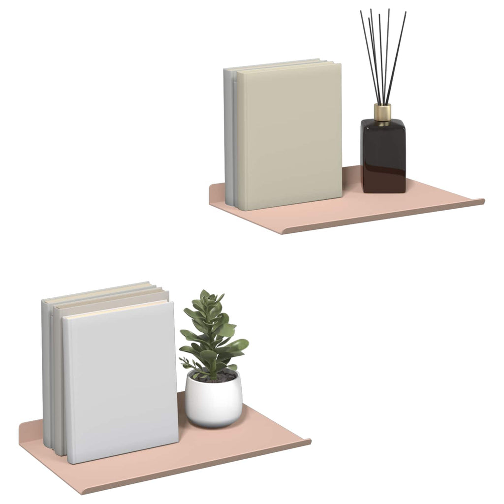 Schwebendes Regal 2 pcs Rosa 30 x 18 x 2,5 cm Stahl
