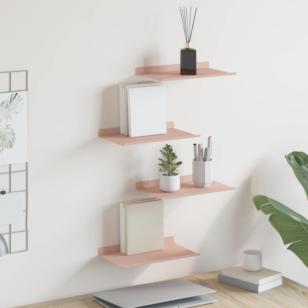 Schwebendes Regal 4 pcs Rosa 30 x 18 x 2,5 cm Stahl
