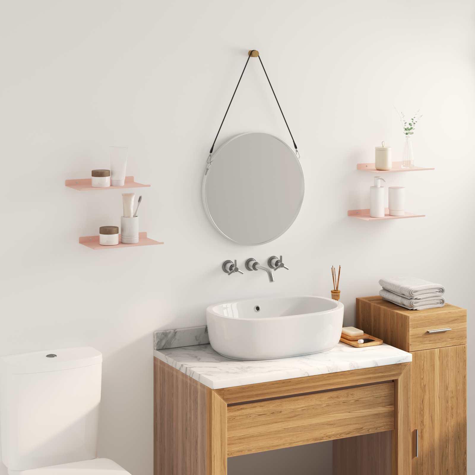 Schwebendes Regal 4 pcs Rosa 30 x 18 x 2,5 cm Stahl