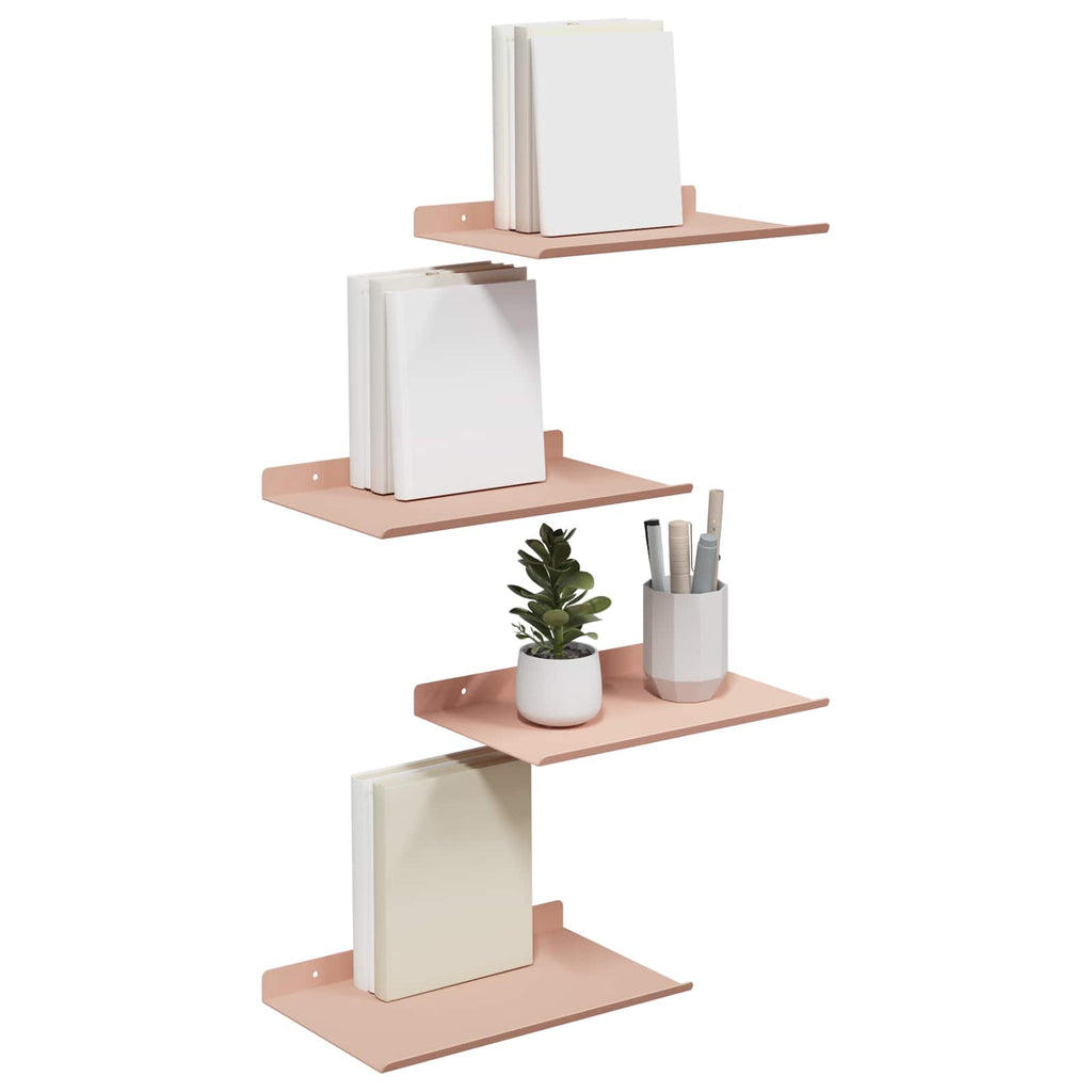 Schwebendes Regal 4 pcs Rosa 30 x 18 x 2,5 cm Stahl