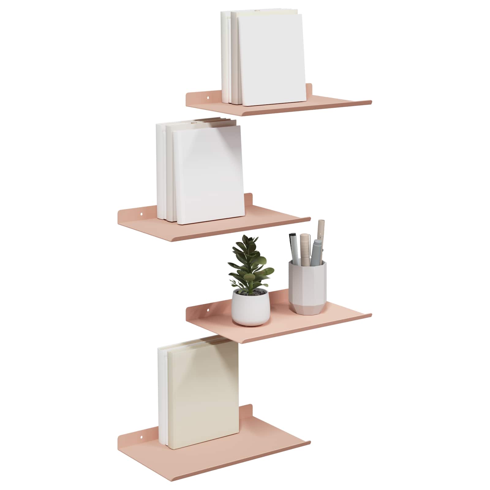 Schwebendes Regal 4 pcs Rosa 30 x 18 x 2,5 cm Stahl