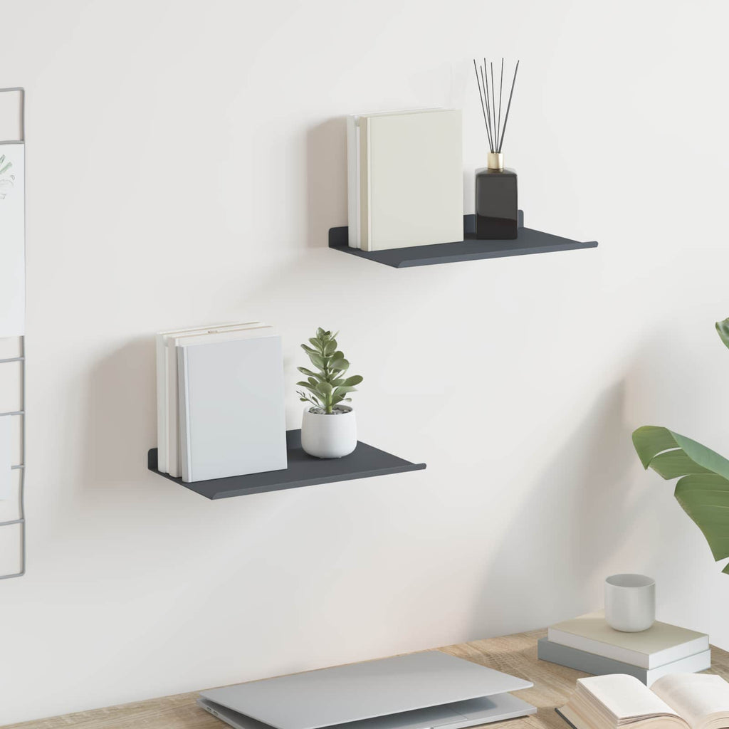 Schwebendes Regal 2 pcs Anthrazit 30 x 18 x 2,5 cm Stahl