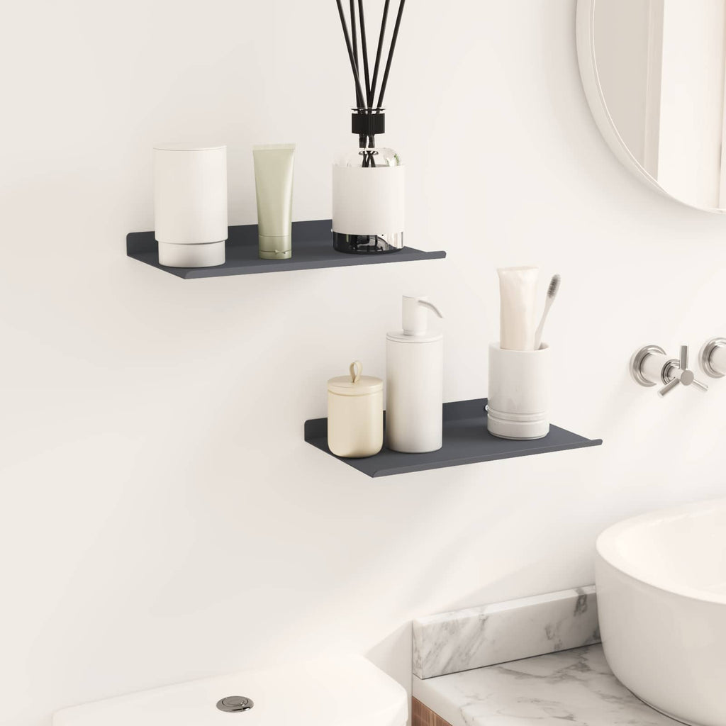 Schwebendes Regal 2 pcs Anthrazit 30 x 18 x 2,5 cm Stahl