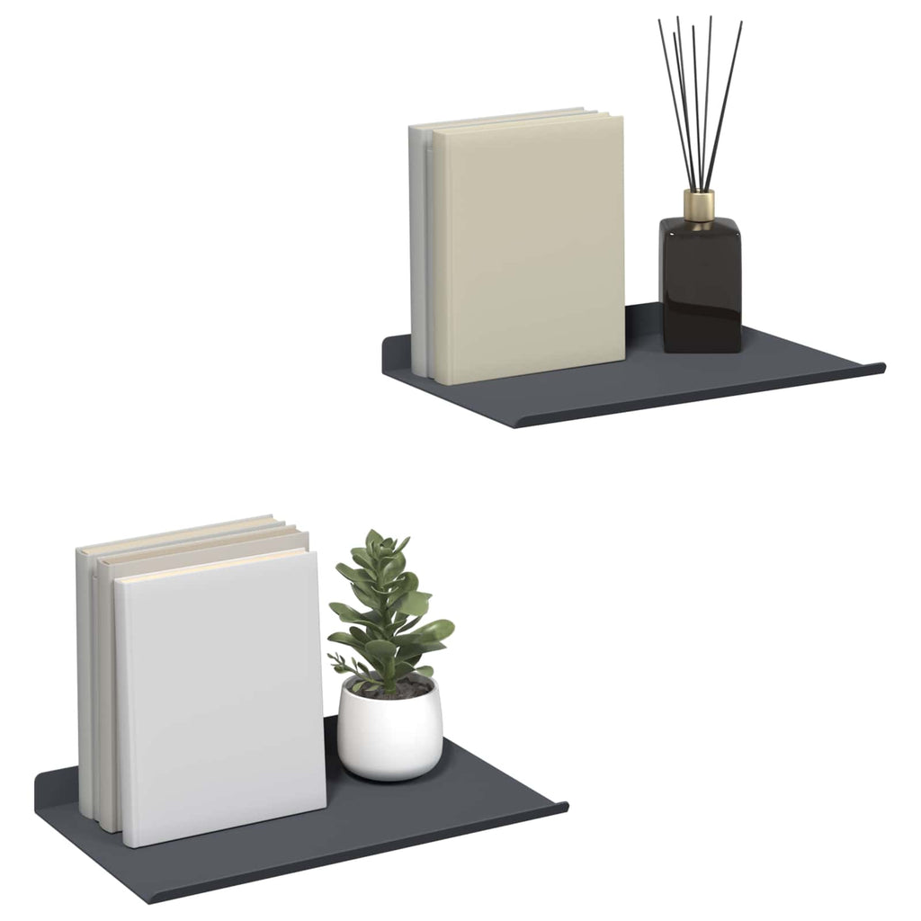 Schwebendes Regal 2 pcs Anthrazit 30 x 18 x 2,5 cm Stahl