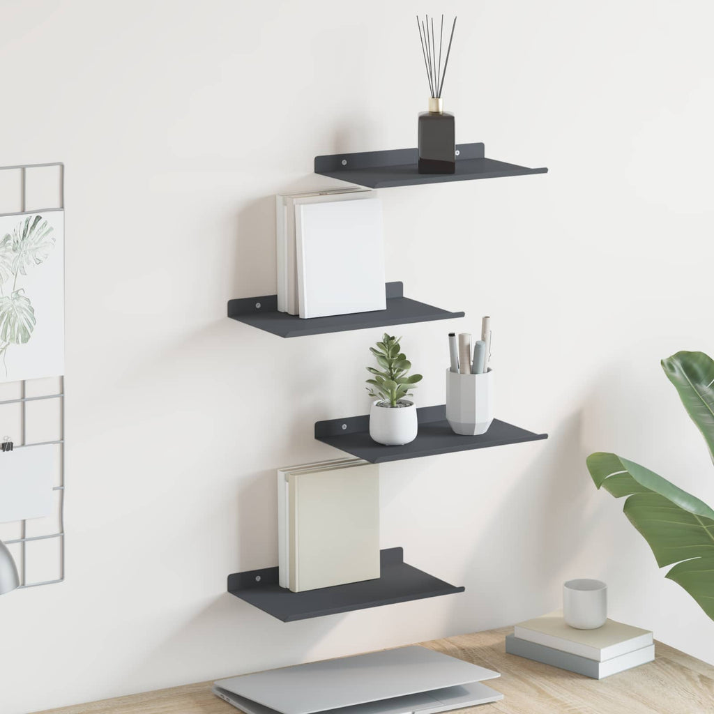 Schwebendes Regal 4 pcs Anthrazit 30 x 18 x 2,5 cm Stahl